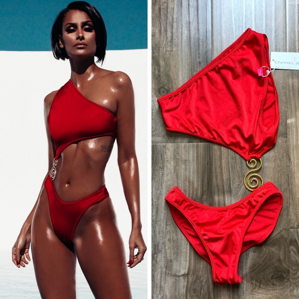 Chynna Dolls Red Asymmetric Monokini